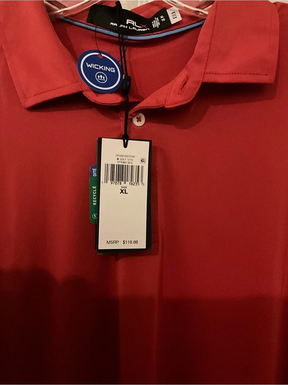 Ralph Lauren RLX Men's Bright Red Wicking Polo